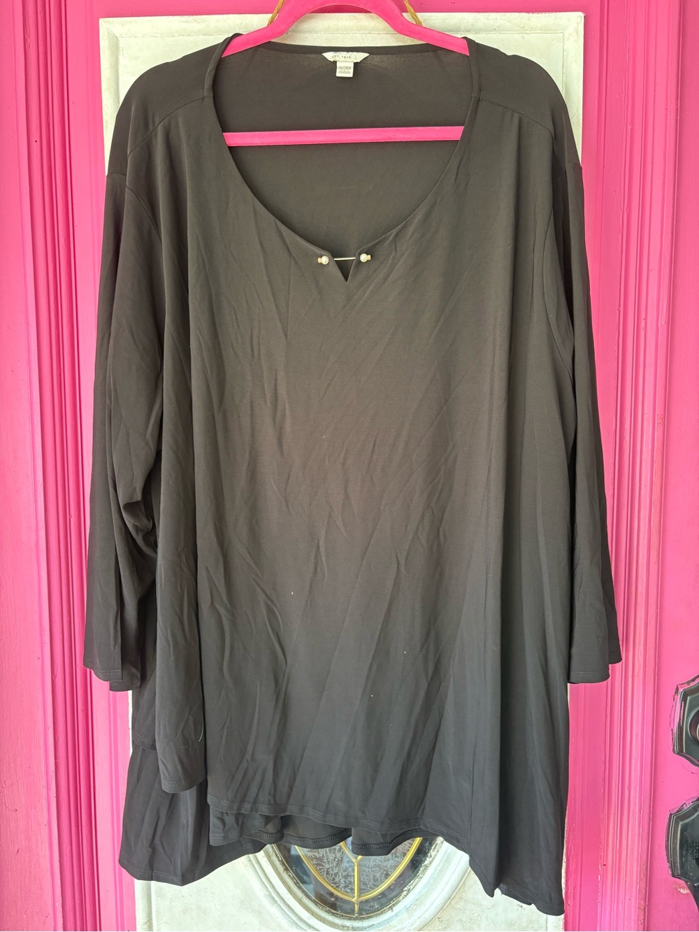 Cato Black Scoop-Neck Tunic with Decorative Stud Detail